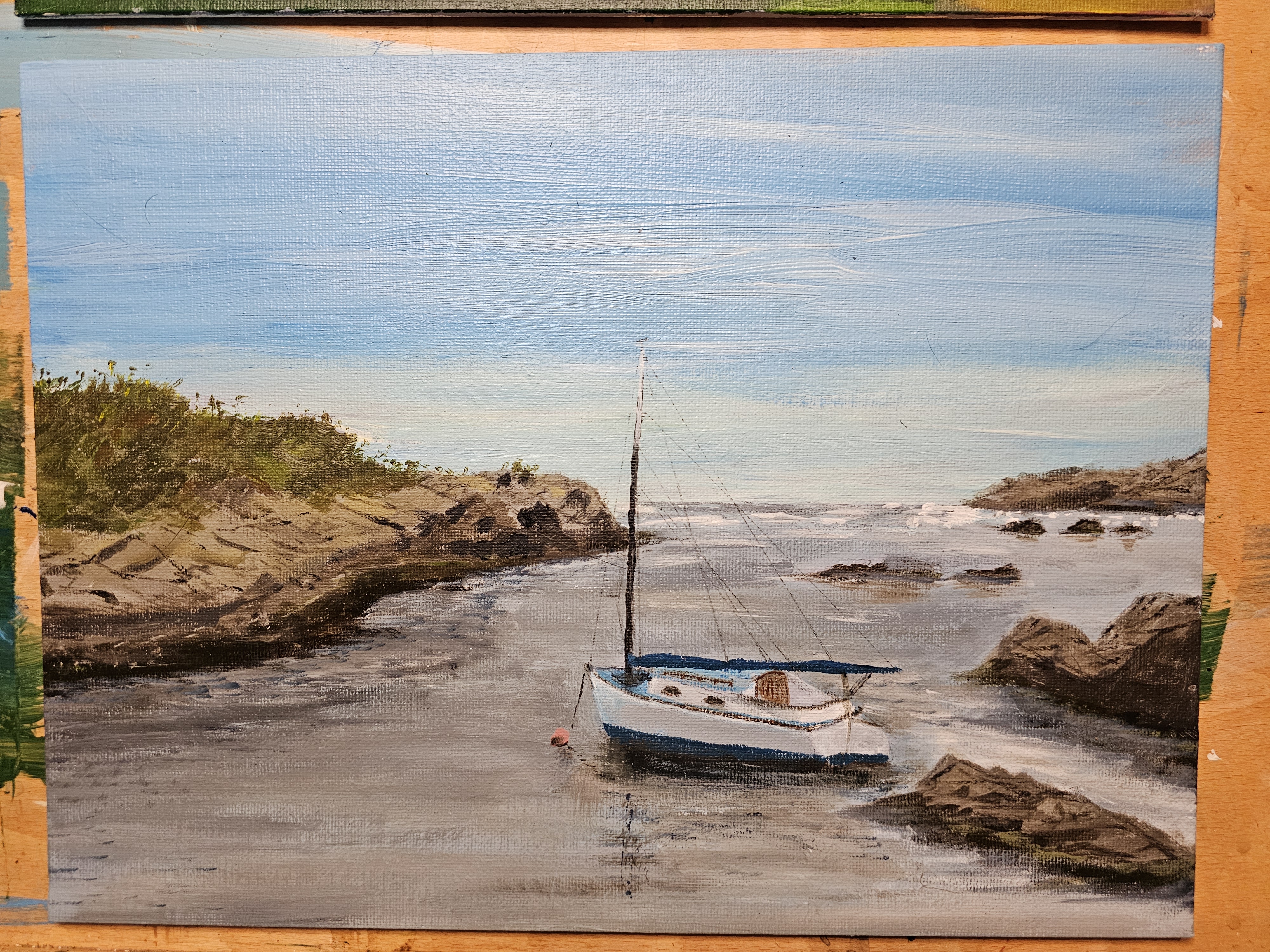 Cat Boat in Cove - En Plein Air
