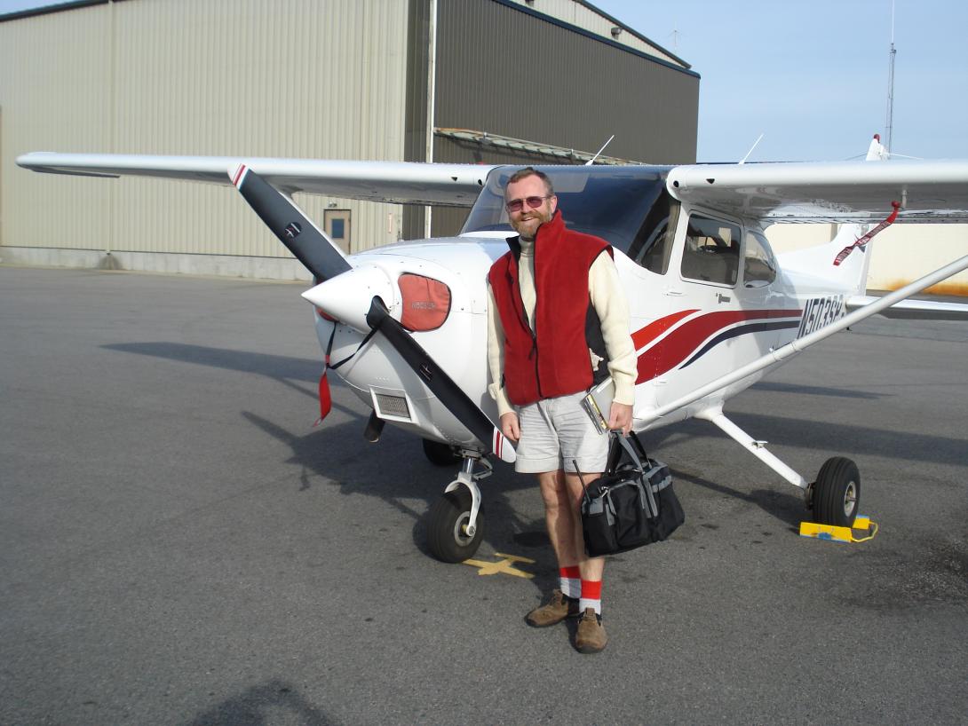 Putting the plane away after lots of Landings.  I'm sstill smiling - Just!